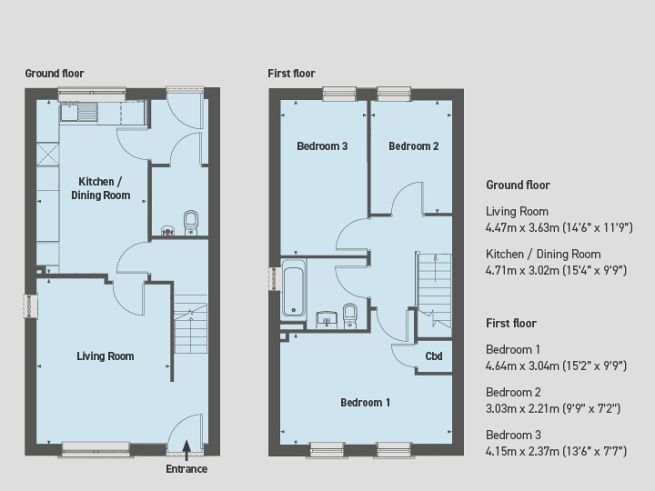 Floor plan, 3 bedrrom house - artist's impression subject to change. 
